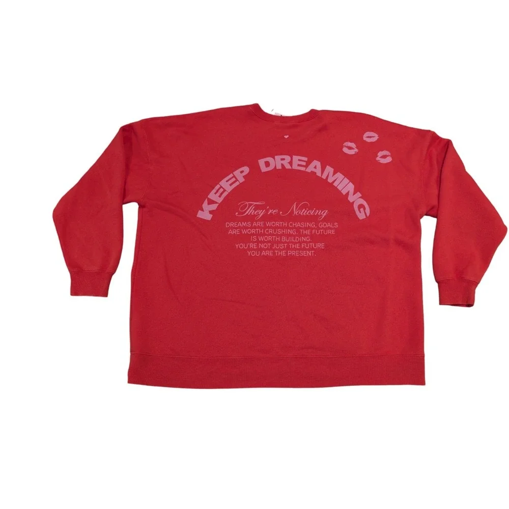 ⭐C3 Wild Fable Distressed/Faded Sweatshirt Red Keep Dreaming Size XXL - Picture 6 of 7